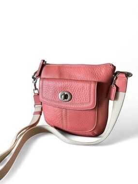 Coach Pebbled Leather Crossbody in Dusty Rose with Cream Strap